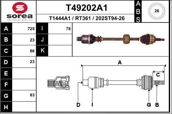 EAI T49202A1 - Приводной вал autosila-amz.com