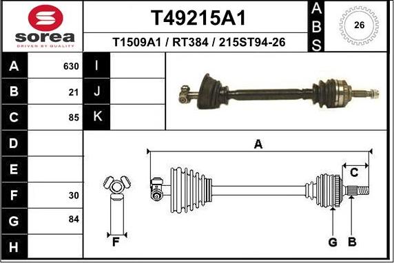 EAI T49215A1 - Приводной вал autosila-amz.com