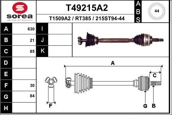 EAI T49215A2 - Приводной вал autosila-amz.com