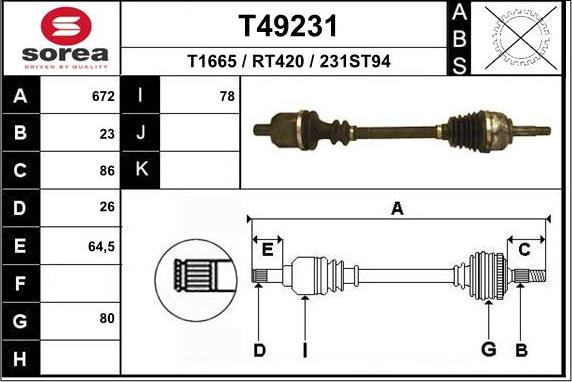 EAI T49231 - Приводной вал autosila-amz.com