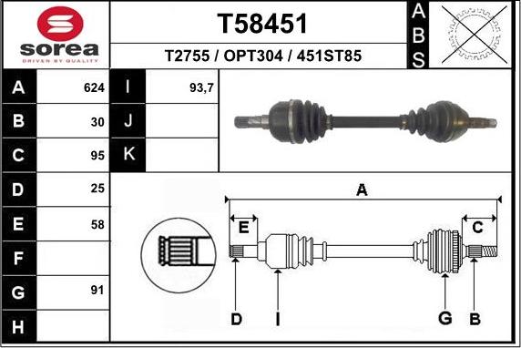 EAI T58451 - Приводной вал autosila-amz.com