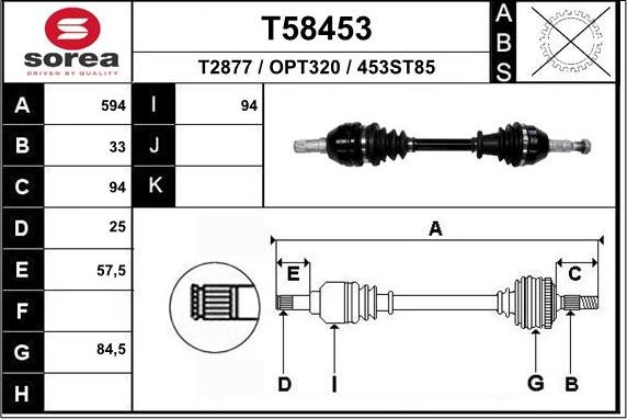 EAI T58453 - Приводной вал autosila-amz.com