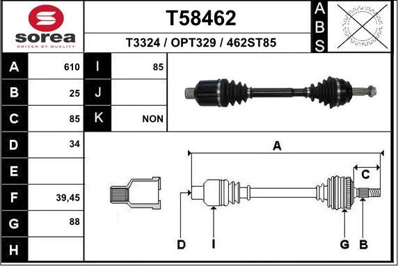 EAI T58462 - Приводной вал autosila-amz.com