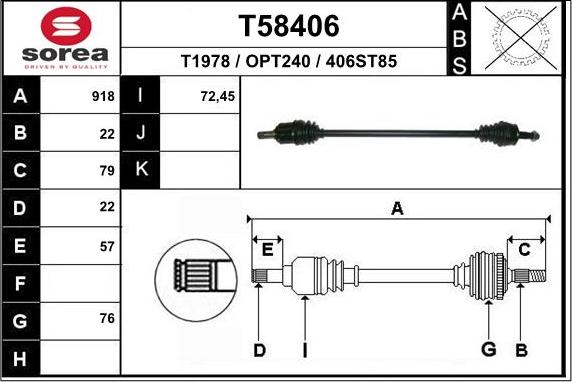 EAI T58406 - Приводной вал autosila-amz.com