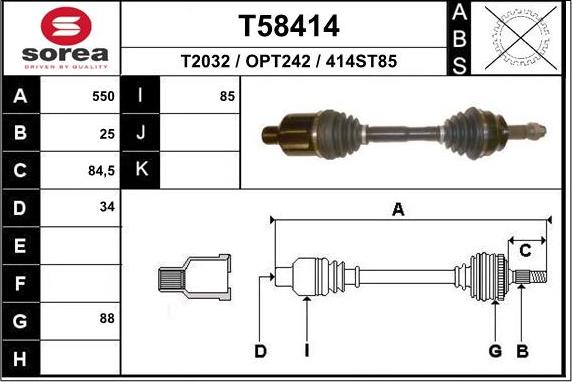 EAI T58414 - Приводной вал autosila-amz.com