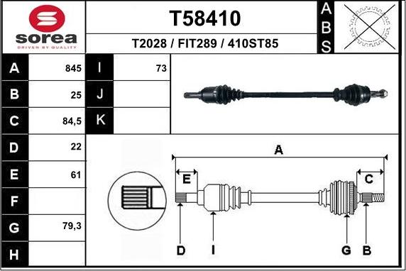 EAI T58410 - Приводной вал autosila-amz.com