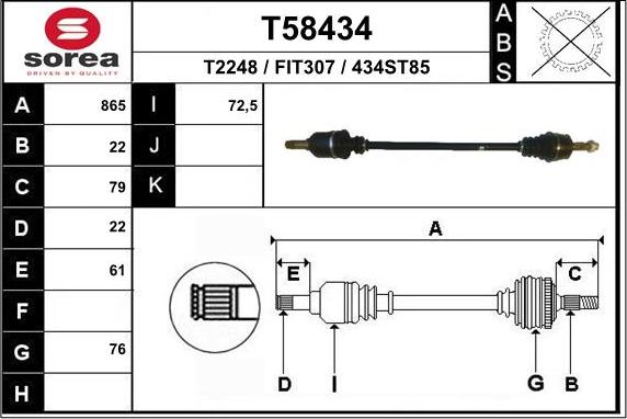 EAI T58434 - Приводной вал autosila-amz.com