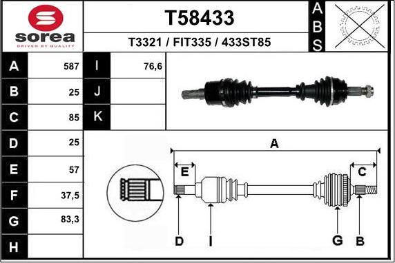 EAI T58433 - Приводной вал autosila-amz.com