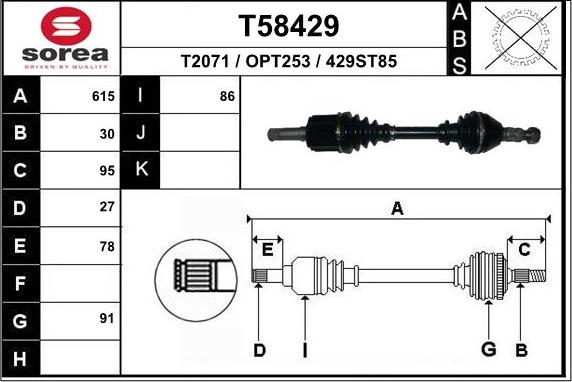 EAI T58429 - Приводной вал autosila-amz.com