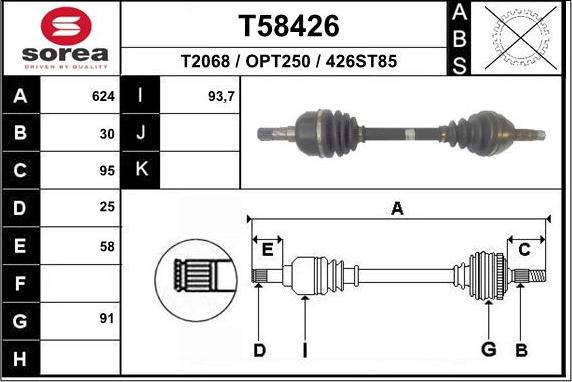 EAI T58426 - Приводной вал autosila-amz.com