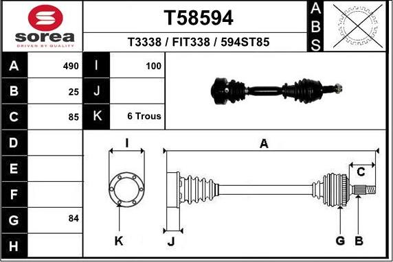 EAI T58594 - Приводной вал autosila-amz.com