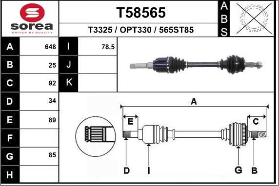 EAI T58565 - Приводной вал autosila-amz.com