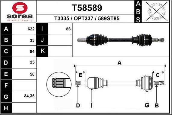 EAI T58589 - Приводной вал autosila-amz.com