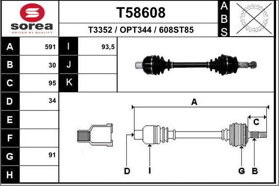 EAI T58608 - Приводной вал autosila-amz.com