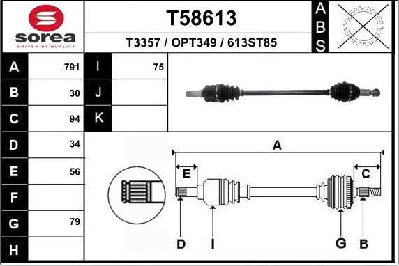 EAI T58613 - Приводной вал autosila-amz.com