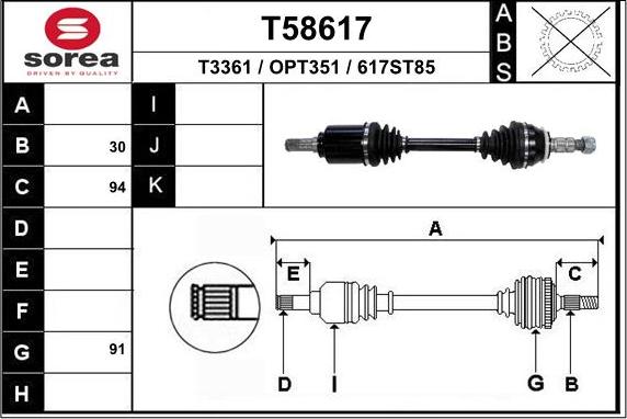 EAI T58617 - Приводной вал autosila-amz.com