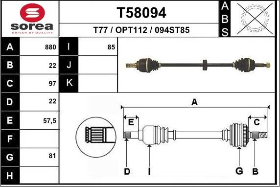 EAI T58094 - Приводной вал autosila-amz.com