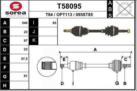 EAI T58095 - Приводной вал autosila-amz.com