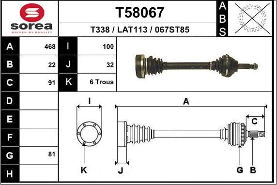 EAI T58067 - Приводной вал autosila-amz.com