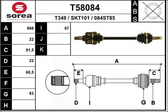 EAI T58084 - Приводной вал autosila-amz.com