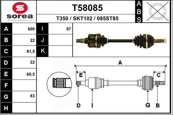 EAI T58085 - Приводной вал autosila-amz.com