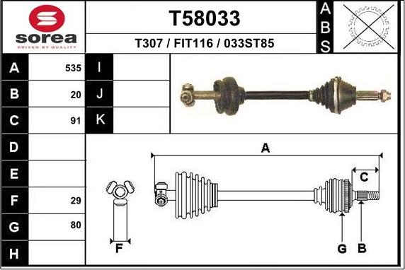 EAI T58033 - Приводной вал autosila-amz.com