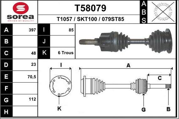 EAI T58079 - Приводной вал autosila-amz.com