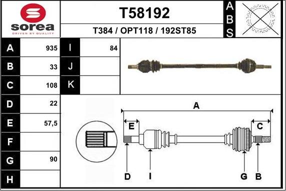 EAI T58192 - Приводной вал autosila-amz.com