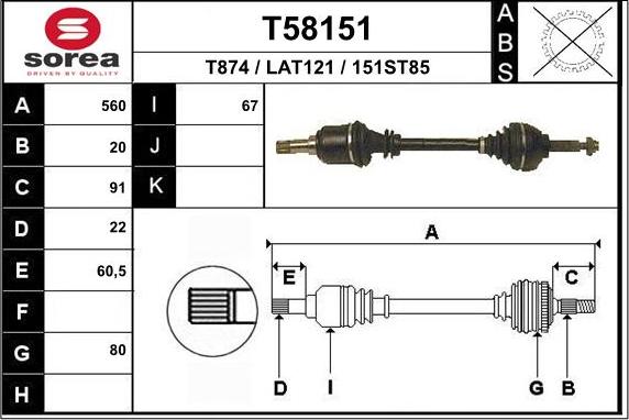 EAI T58151 - Приводной вал autosila-amz.com