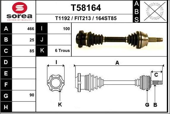 EAI T58164 - Приводной вал autosila-amz.com