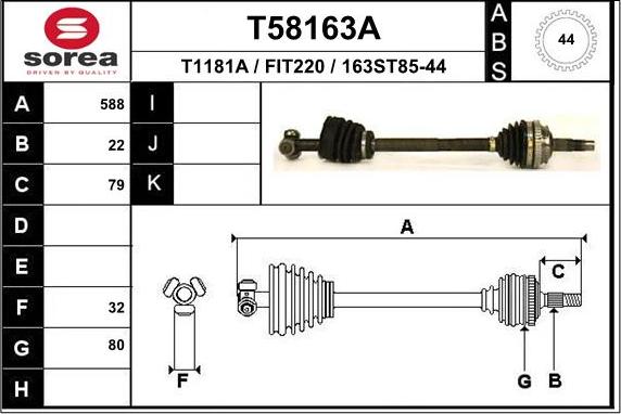 EAI T58163A - Приводной вал autosila-amz.com