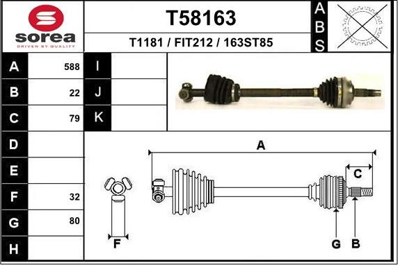 EAI T58163 - Приводной вал autosila-amz.com