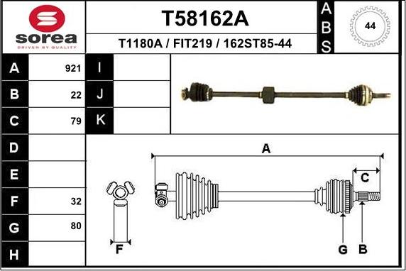 EAI T58162A - Приводной вал autosila-amz.com