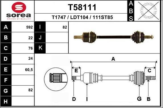 EAI T58111 - Приводной вал autosila-amz.com