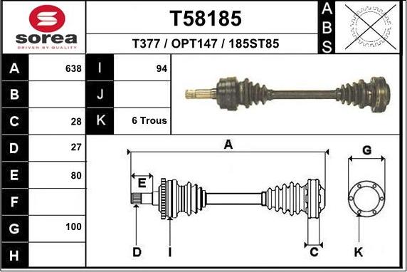 EAI T58185 - Приводной вал autosila-amz.com