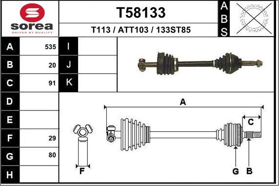 EAI T58133 - Приводной вал autosila-amz.com