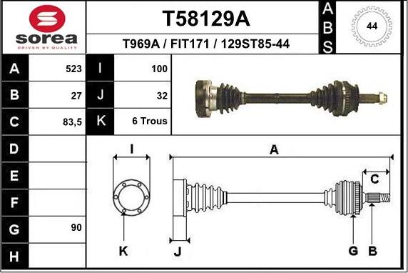 EAI T58129A - Приводной вал autosila-amz.com