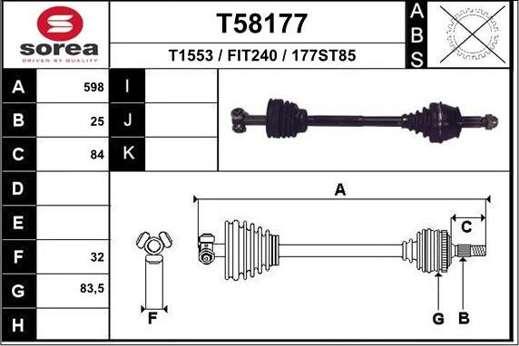 EAI T58177 - Приводной вал autosila-amz.com