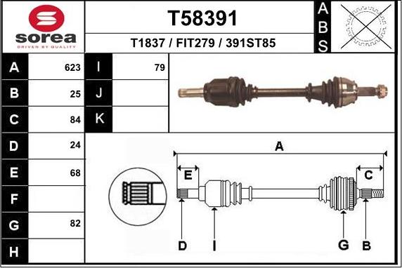 EAI T58391 - Приводной вал autosila-amz.com