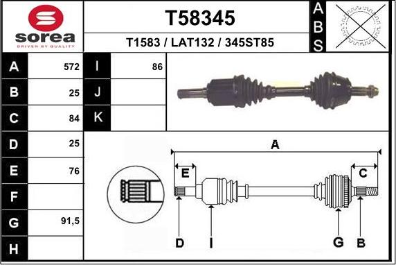 EAI T58345 - Приводной вал autosila-amz.com