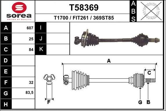 EAI T58369 - Приводной вал autosila-amz.com