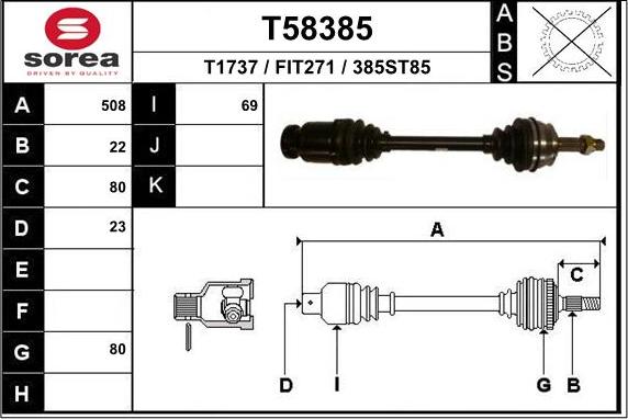 EAI T58385 - Приводной вал autosila-amz.com