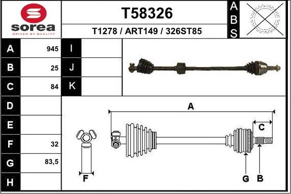 EAI T58326 - Приводной вал autosila-amz.com