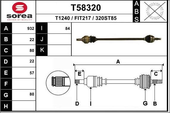 EAI T58320 - Приводной вал autosila-amz.com