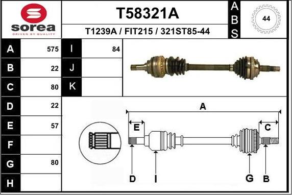 EAI T58321A - Приводной вал autosila-amz.com