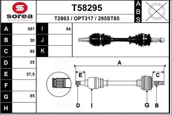 EAI T58295 - Приводной вал autosila-amz.com