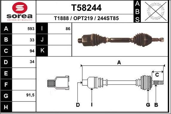 EAI T58244 - Приводной вал autosila-amz.com