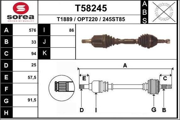 EAI T58245 - Приводной вал autosila-amz.com