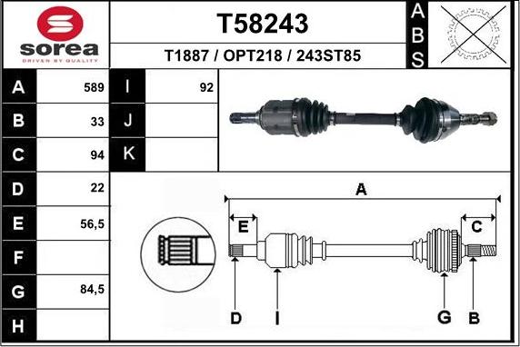 EAI T58243 - Приводной вал autosila-amz.com