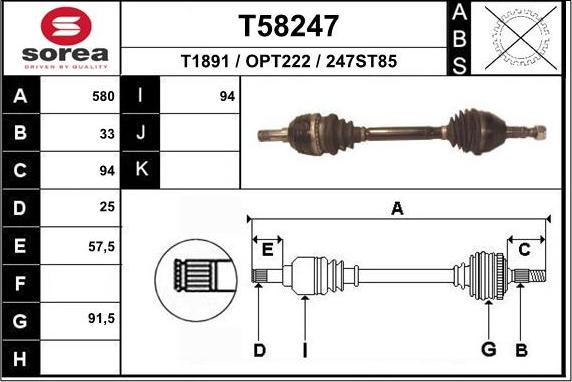 EAI T58247 - Приводной вал autosila-amz.com